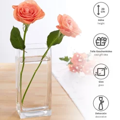Eckige Vase - Glas Blumenvase