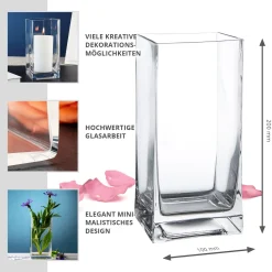 Eckige Vase - Glas Blumenvase