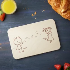 2er Set Frühstücksbrettchen mit Gravur - Liebespaar