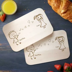 2er Set Frühstücksbrettchen mit Gravur - Liebespaar