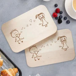 2er Set Frühstücksbrettchen mit Gravur - Liebespaar