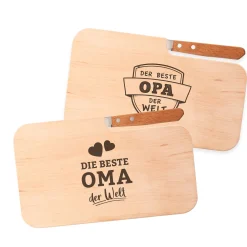 2er Set Frühstücksbrett mit Messer - Die besten Großeltern