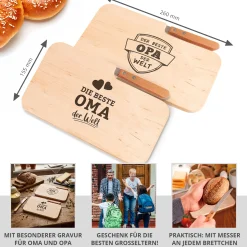 2er Set Frühstücksbrett mit Messer - Die besten Großeltern