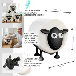3er Set Schaf Toilettenpapierhalter - Lustige Badezimmer Deko