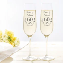 2er Set Sektglas mit Gravur - Diamantene Hochzeit