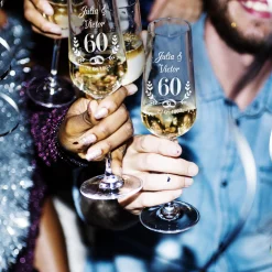 2er Set Sektglas mit Gravur - Diamantene Hochzeit