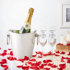 2er Set Sektglas mit Gravur - Goldene Hochzeit
