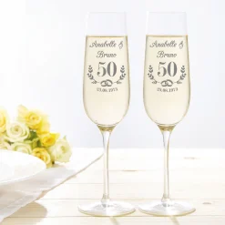 2er Set Sektglas mit Gravur - Goldene Hochzeit
