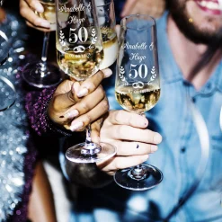 2er Set Sektglas mit Gravur - Goldene Hochzeit