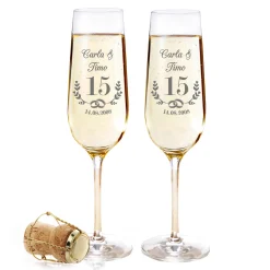 2er Set Sektglas mit Gravur - Kristallhochzeit