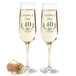 2er Set Sektglas mit Gravur - Rubinhochzeit