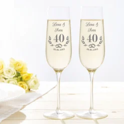2er Set Sektglas mit Gravur - Rubinhochzeit
