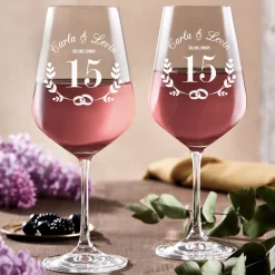 2er Set Weingläser mit Gravur - Kristallhochzeit