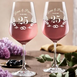 2er Set Weingläser mit Gravur - Silberhochzeit