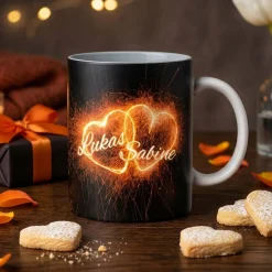 Feuerwerk der Liebe - personalisierte Tasse