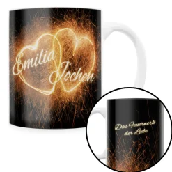 Feuerwerk der Liebe - personalisierte Tasse