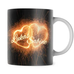 Feuerwerk der Liebe - personalisierte Tasse