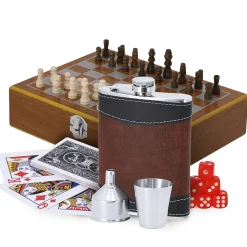 Flachmann Set in Geschenkbox mit 3 Spielen