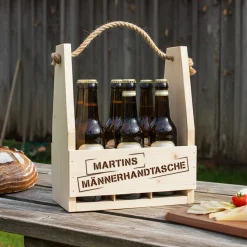 Flaschenträger mit Gravur - Männerhandtasche