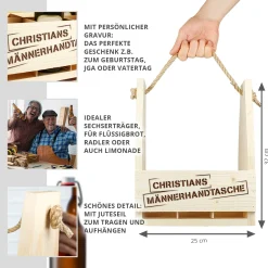 Flaschenträger mit Gravur - Männerhandtasche