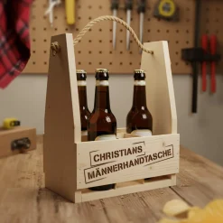 Flaschenträger mit Gravur - Männerhandtasche