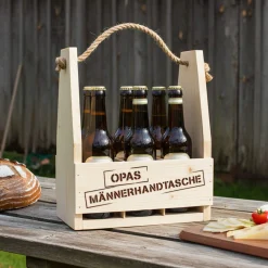 Flaschenträger mit Gravur - Opas Männerhandtasche