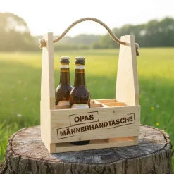 Flaschenträger mit Gravur - Opas Männerhandtasche