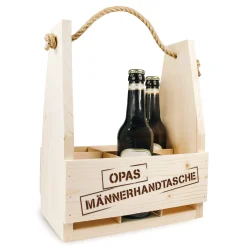 Flaschenträger mit Gravur - Opas Männerhandtasche