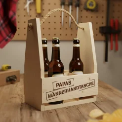 Flaschenträger mit Gravur - Papas Männerhandtasche