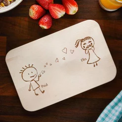Frühstücksbrettchen mit Gravur - Liebespaar
