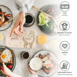 Frühstücksbrettchen mit Gravur - Reh