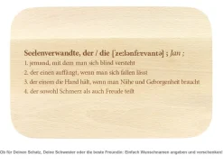 Frühstücksbrett mit Gravur - Definition Seelenverwandte