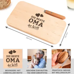 Frühstücksbrett mit Messer - Beste Oma