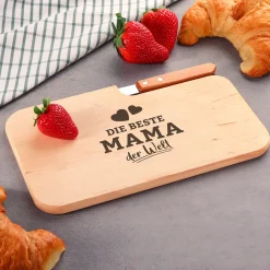 Frühstücksbrett mit Messer - Beste Mama