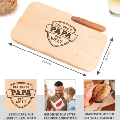 Frühstücksbrett mit Messer - Bester Papa