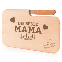 Frühstücksbrett mit Messer für Beste Mama - Name