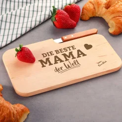 Frühstücksbrett mit Messer für Beste Mama - Name