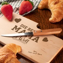 Frühstücksbrett mit Messer für Beste Mama - Name