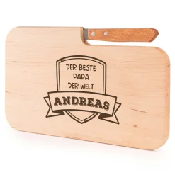 Frühstücksbrett mit Messer für Besten Papa - Name