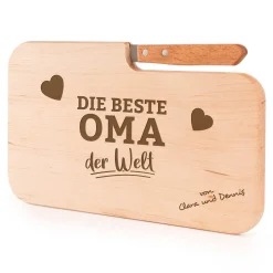 Frühstücksbrett mit Messer für Beste Oma - Name