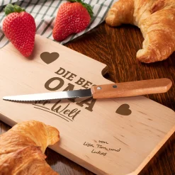 Frühstücksbrett mit Messer für Beste Oma - Name
