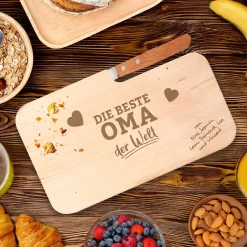 Frühstücksbrett mit Messer für Beste Oma - Name