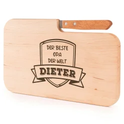 Frühstücksbrett mit Messer für Besten Opa - Name