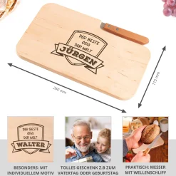 Frühstücksbrett mit Messer für Besten Opa - Name
