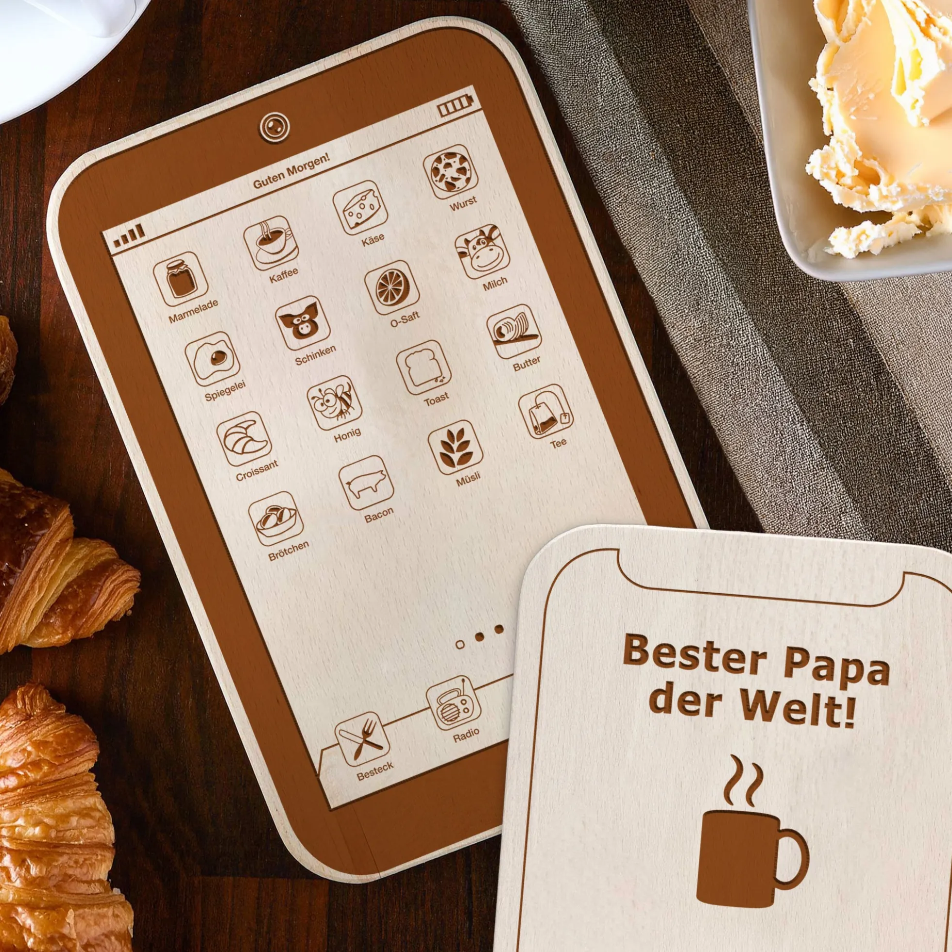 FrühstücksPad mit Gravur - Bester Papa