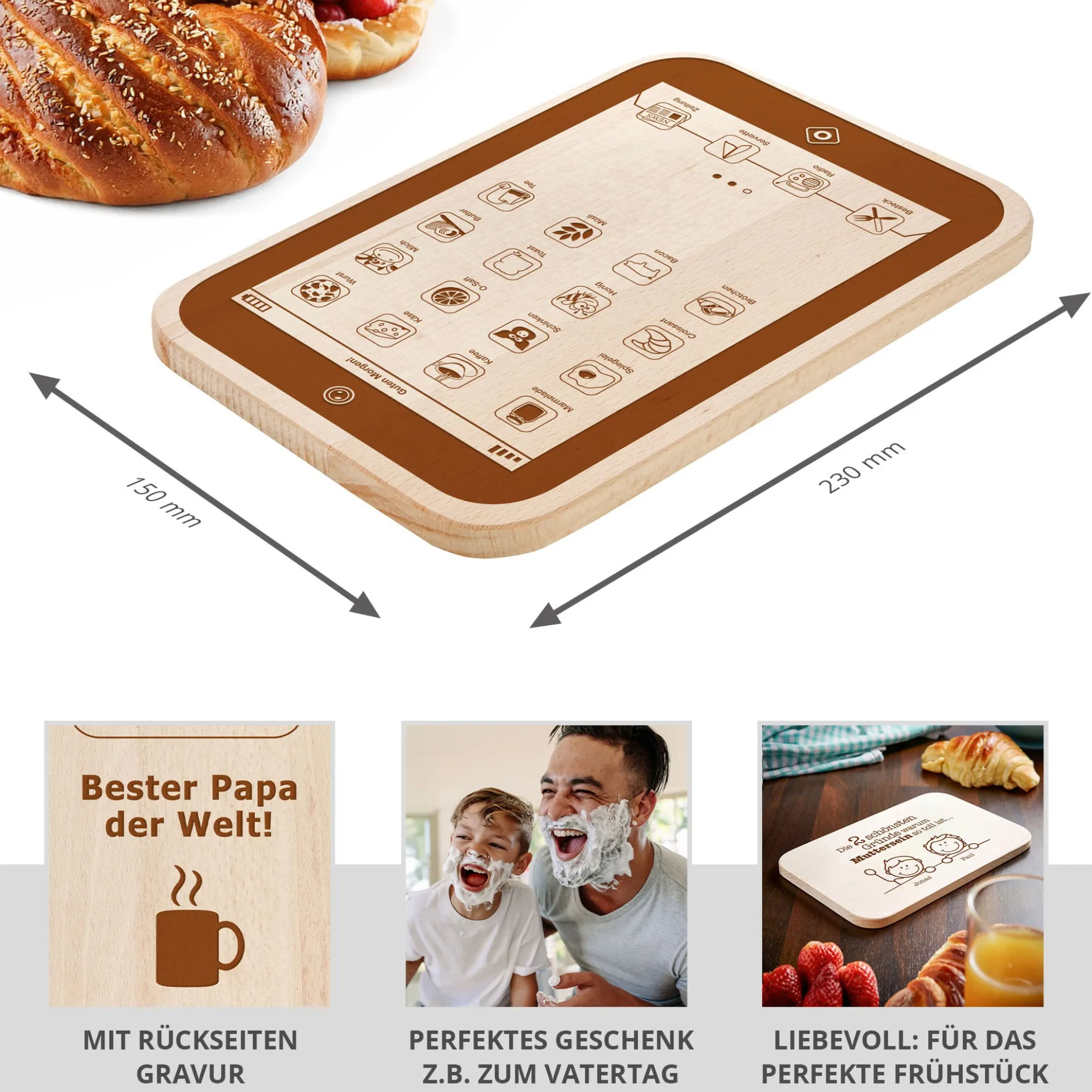 FrühstücksPad mit Gravur - Bester Papa