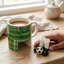 Fußball Tasse mit Fingerschuhen und Ball