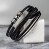 Geflochtenes Lederarmband mit Beads Silber - Herren Armband