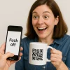 Geheimtasse mit QR-Code – Scanne & erhalte "Fuck off"