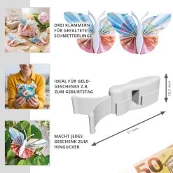Geldgeschenk Schmetterling Weiß - 3er Set Geschenkverpackung für Geld
